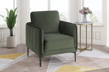 Modern Velvet Upholstered Accent Chair in Dark Green