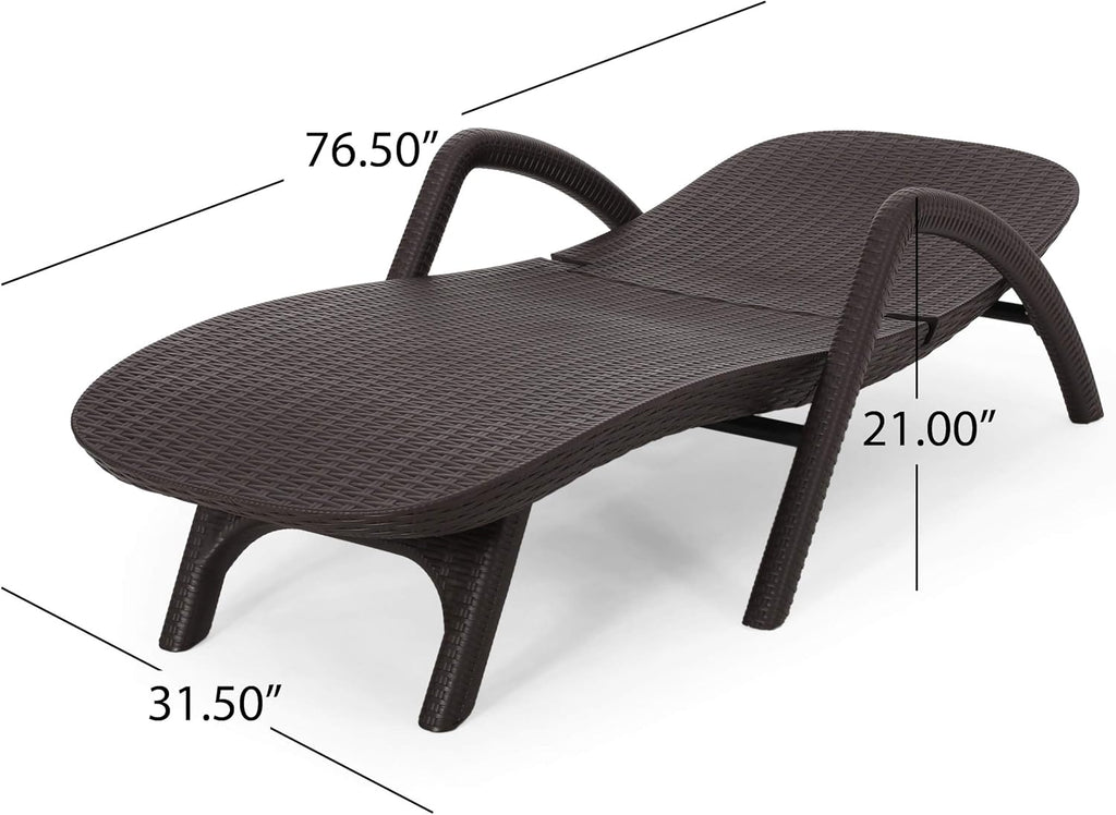 Blanche Outdoor Faux Wicker Chaise Lounge, Dark Brown