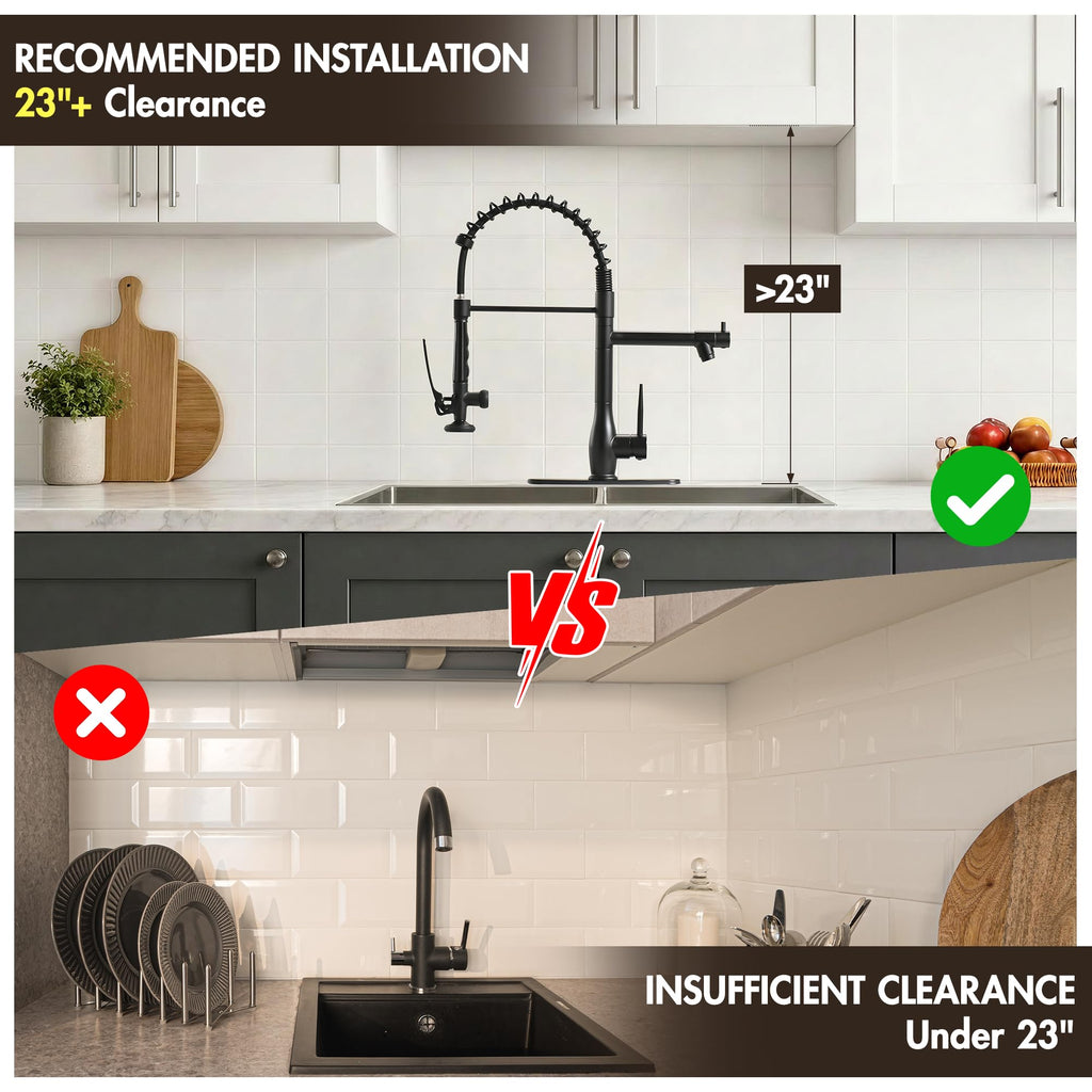 Matte Black Commercial Kitchen Sink Faucet with Pull Down Sprayer