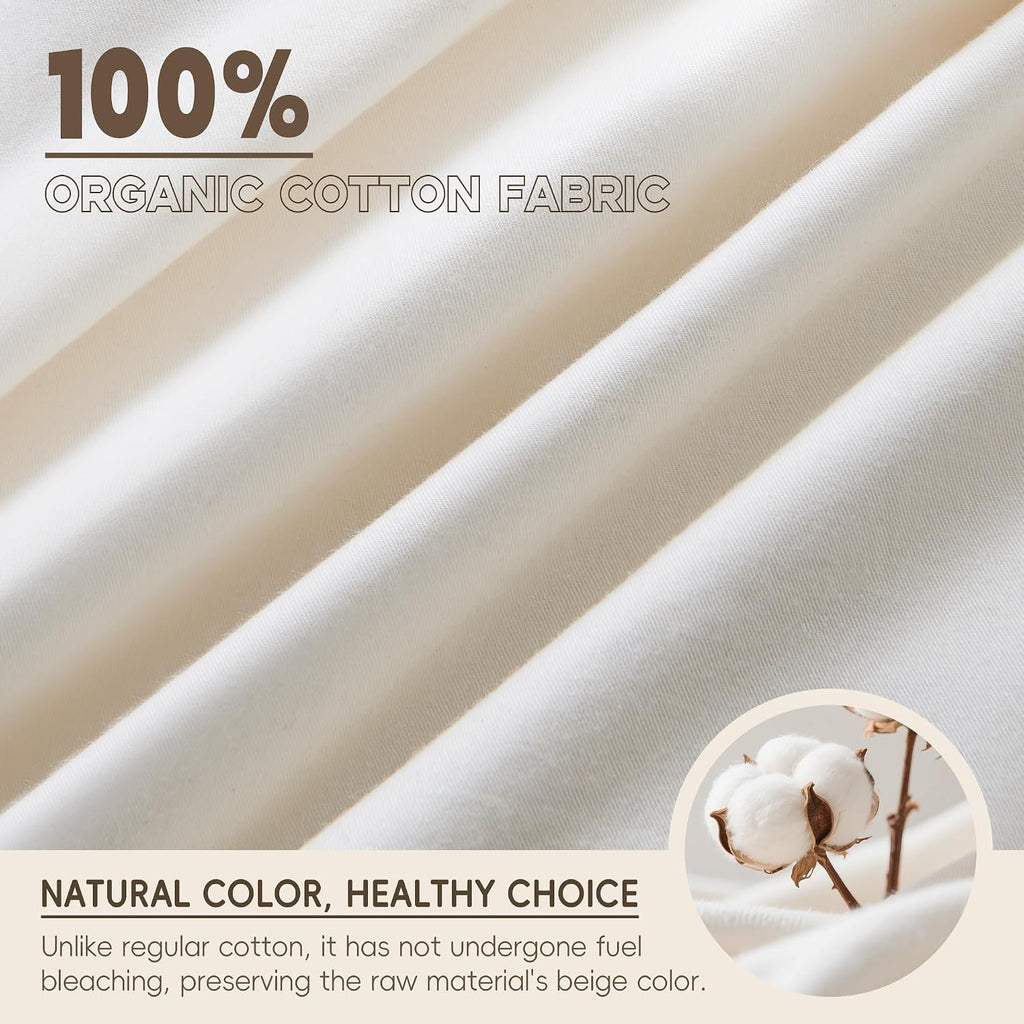 Goose Feather Down Comforter, 100% Organic Cotton Cover All Season Duvet Insert, Breathable Fluffy Warmth Hotel