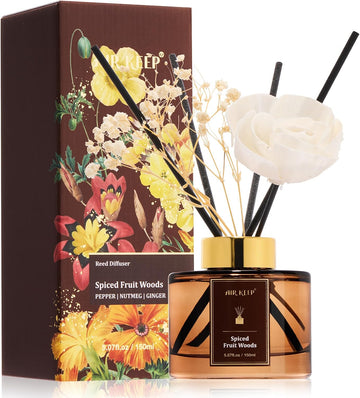 Flower Reed Diffuser Set, Spiced Fruit Diffuser Set, 5.07 Fl.oz (150ml), Home Fragrance, Bathroom, Bedroom & Home
