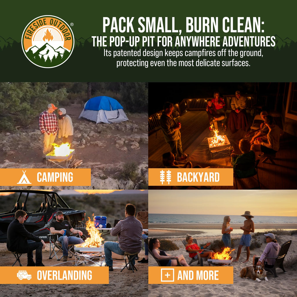 Portable Fire Pit for Camping, Portable Fire Pit Grill for Backyard, Outdoor Firepit with Heat Protect, Camping