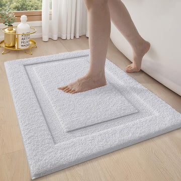 Ultra Soft Bathroom Rugs Absorbent, Non Slip Bath Mat 24x36, White | Machine Washable with Rubber Backing, Quick Dry