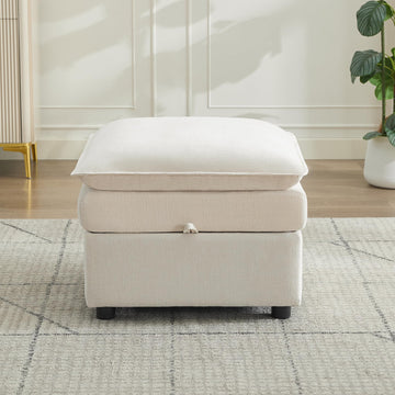 27" Large Square Ottoman with Storage, Modern Upholstered Footrest with Anti-Slip Legs for Couch Coffee Table Living