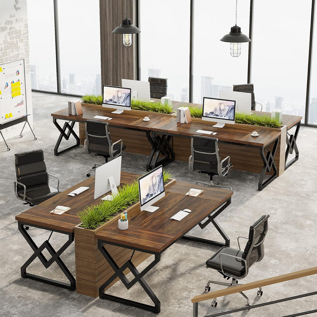 63-inch Executive Desk, Large Office Computer Desk with Extra Thick Wooden Tabletop and Metal Frame