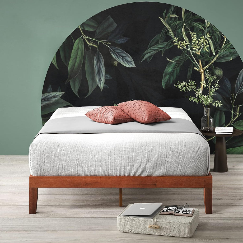 Wen Wood Platform Bed Frame/Solid Wood Foundation/Wood Slat Support/No Box Spring Needed/Easy Assembly, Queen