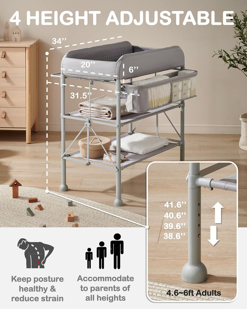 Diaper Changing Station, Portable Changing Table for Baby, Waterproof, Folding Portable Changing Station, Adjustable