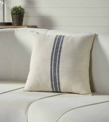 Market Place Blue Grain Sack Stripe Pillow Cover 20" x 20"