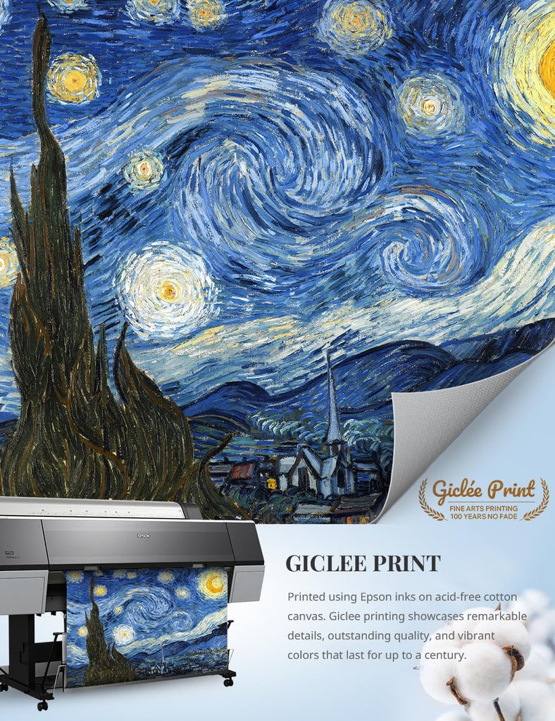Van Gogh Starry Night Canvas Wall Art, 40x30 in