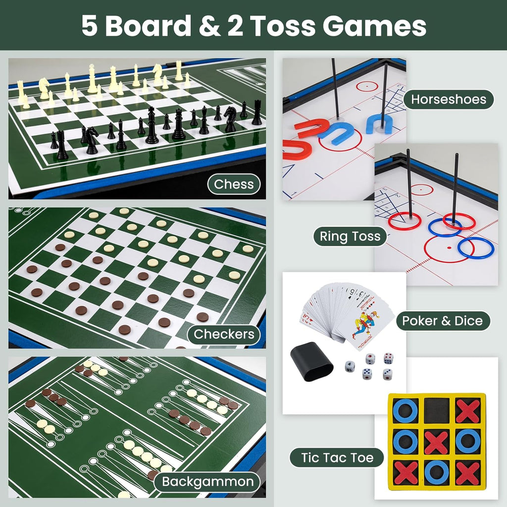 Multi Game Table 48", 14 in 1 Combo Game Table w/Basketball, Billiards, Foosball, Ping Pong, Hockey, Shuffleboard