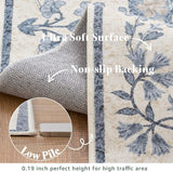 Zenith Round Rug 8ft Area Rug Soft 8'Round Vintage Floral Rug Non-Slip Low-Pile Machine Washable Car