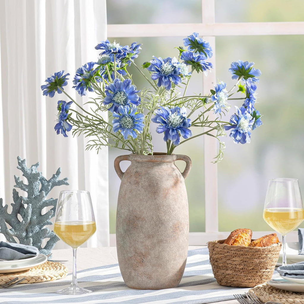 Ceramic Flower Vase 12 inch Farmhouse Rustic Vase Decorative Pottery Terracotta Tall Vases
