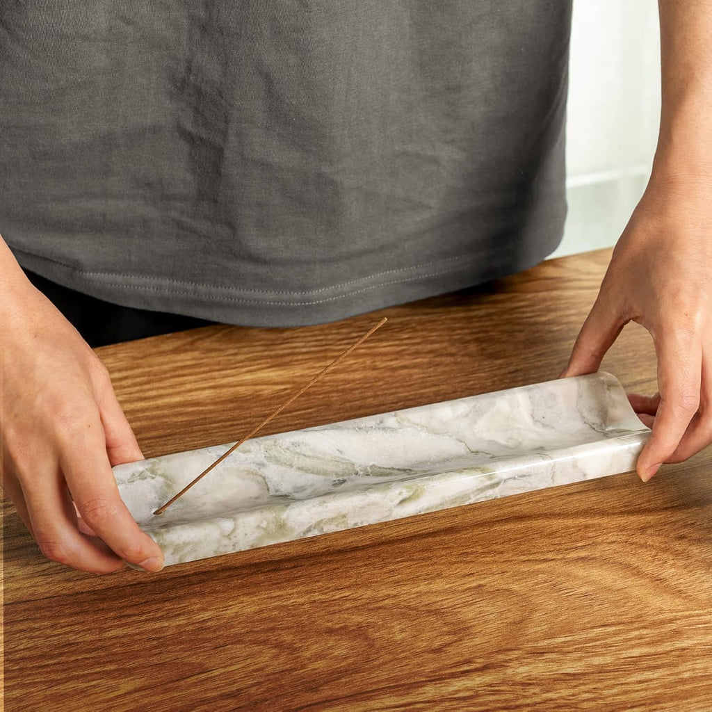 Marble Incense Holder, Incense Holder for Sticks, Incense Sticks Holder Ash Catcher for Meditation Yoga SPA, Natural
