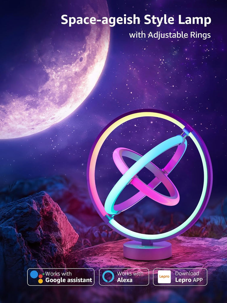 TB1 AI Smart Table Lamp, RGB+IC Addressable Color Changing Desk Light Alexa Google Home Enable, Music Sync