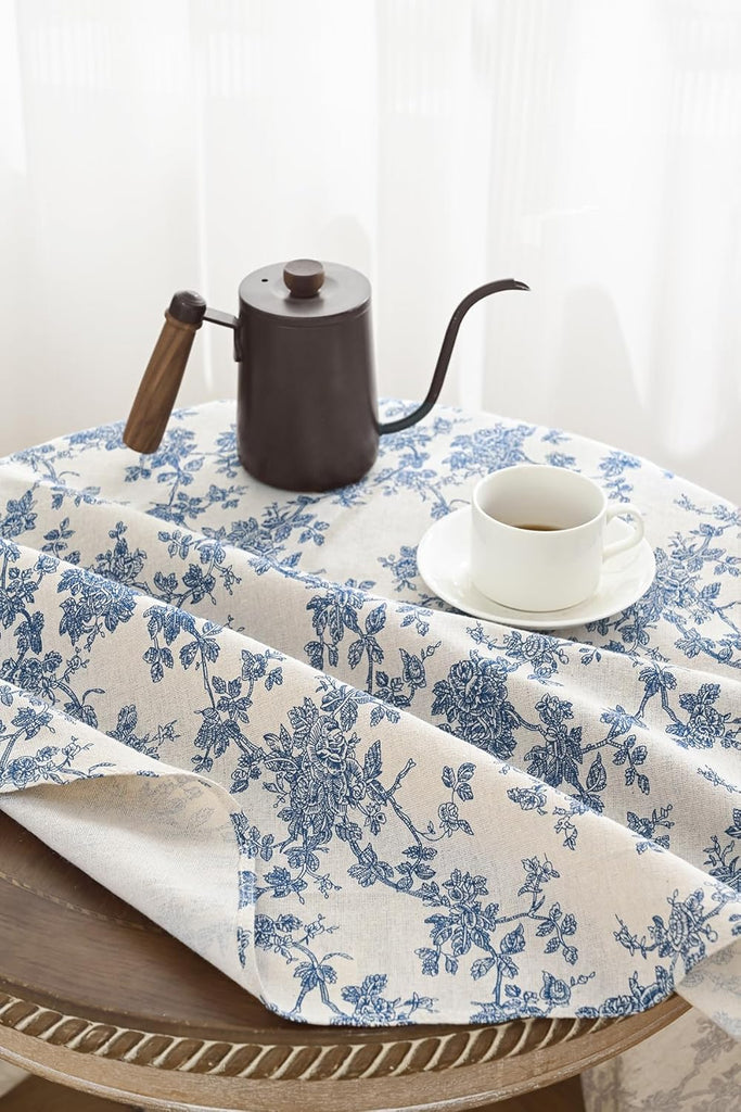 Cotton Linen Rectangle Tablecloth - Pastoral Floral Tablecloth Washable Table Cloth Dining Room Tabl