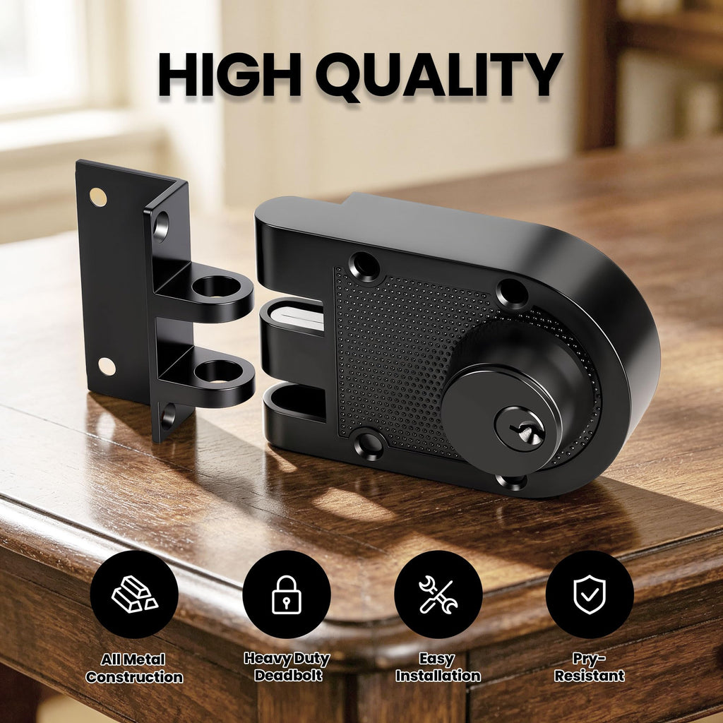 Jimmy Proof Deadbolt Lock, Keyed Entry Lock (Matte Black-Double Cylinder)