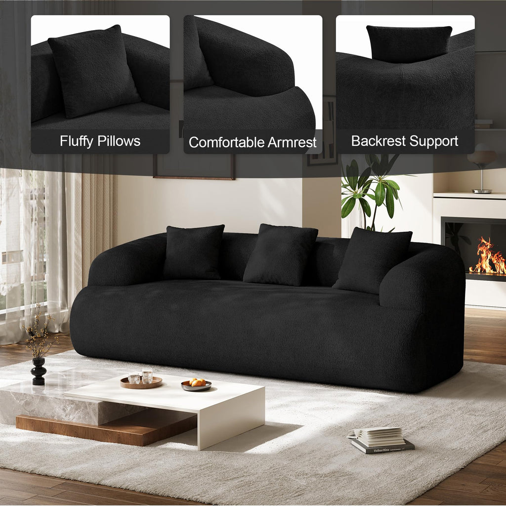 Boneless Couch Set, 91" + 75'' Cloud Couch Set, Chenille Curved Sofa, Modern Compression Sofa, No Assembly Required