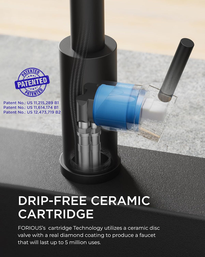 Black Kitchen Faucet with Pull Down Sprayer