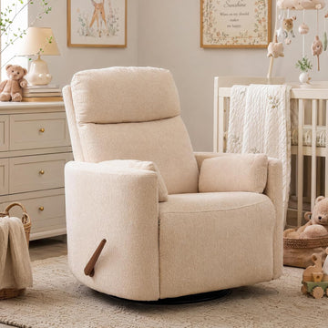 Oversized Swivel Rocker Recliner Chair with Heat and Massage, Rocking Chair Nursery with Adjustable Headrest, Manual