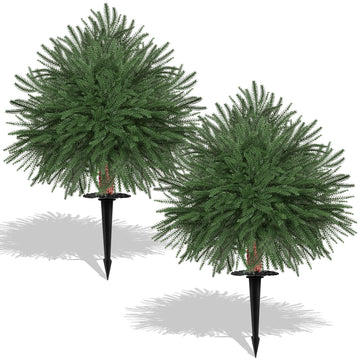 2FT Artificial Norfolk Topiary Tree, Set of 2 Fake Bushes Urn Filler