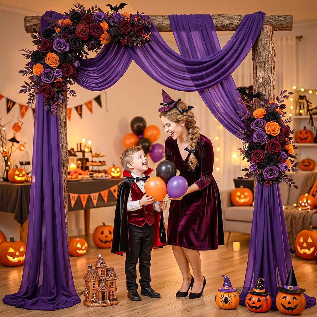 Purple Wedding Arch Draping Fabric Halloween Arch Drapes Sheer Fabric for Draping 20ft Wedding Draping Fabric for