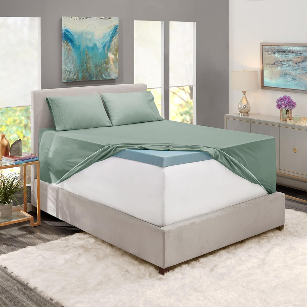 Extra Deep Pocket Sheet Sets, Luxury Soft 6 Piece Bed Sheet Set Fits Mattress 18-24 Inches - Queen, Sage Green New