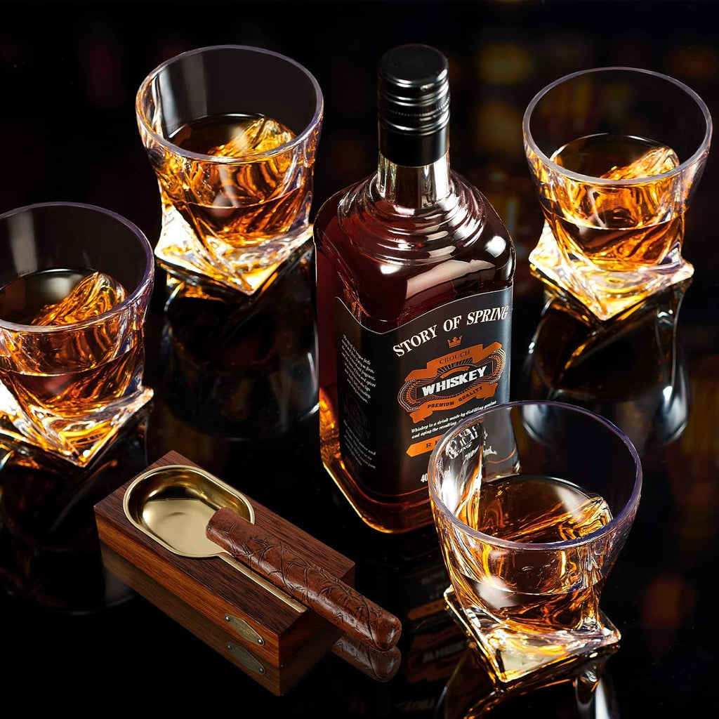 Old Fashioned Whiskey Glasses 10 OZ Rocks Glasses Set of 4, Gift Box - Barware For Bourbon, Scotch, Rum glasses for