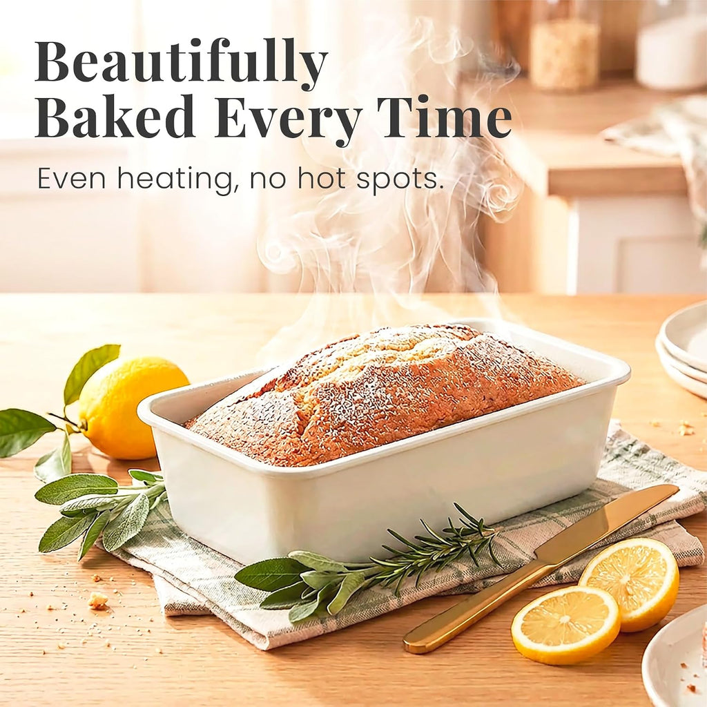 8-Piece Stackable Bakeware Set, Ceramic-Coated Nonstick Pan Set, Non-Toxic, with Sheets, Muffin Pan, Loaf Pan & Cake