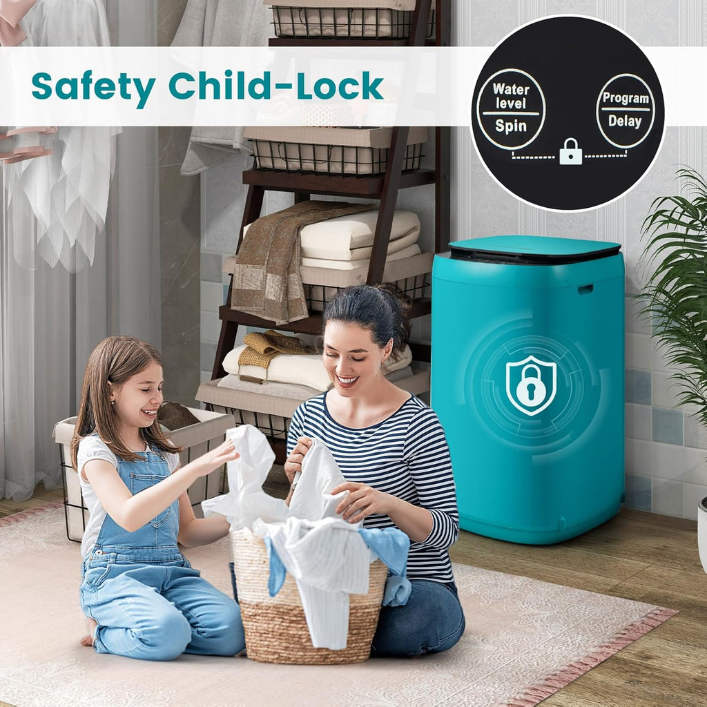 7.7 Lbs Portable Washing Machine, 0.78 Cu.ft Full Automatic Laundry Machine with 10 Preset Programs, 3 Water Levels