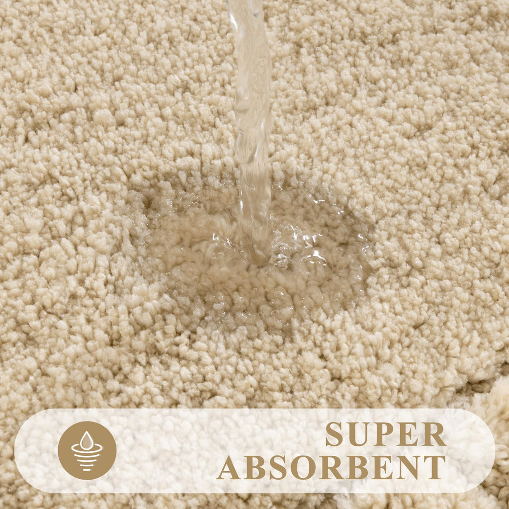 Bathroom Rugs Sets 3 Piece, Microfiber Bath Mat Set, Light Beige