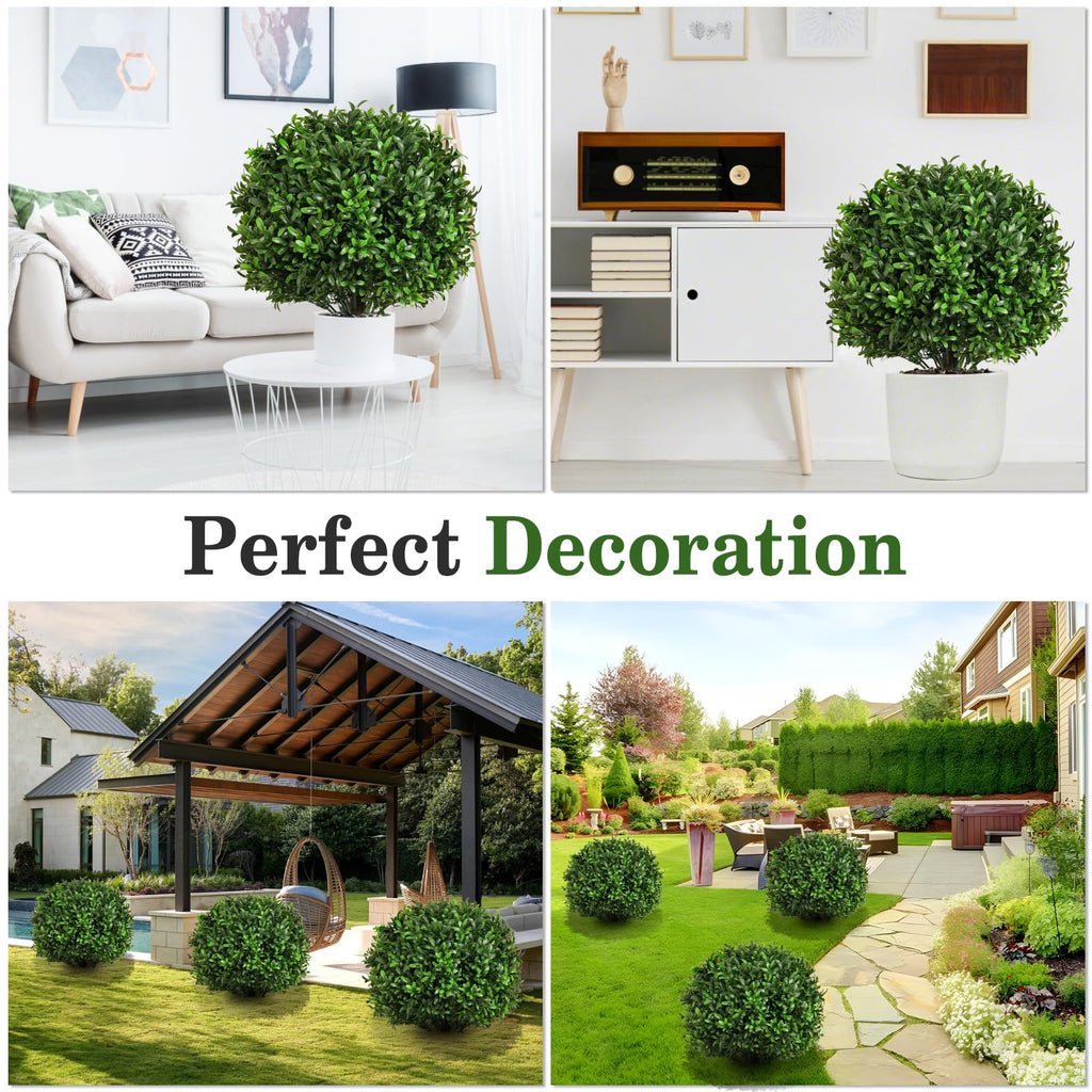 24" Artificial Olive Topiary Ball Tree 2-Pack, UV Resistant Outdoor