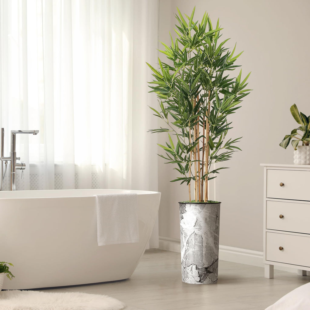 Artificial Tree in Modern Planter, Fake Bamboo Silk Tree for Indoor and Outdoor Home Decoration - 70" Overall Tall