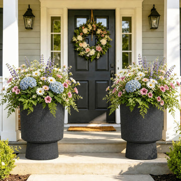 16.8" Pedestal Planters for Outdoor Plants, Large Urn Flower pots S/2