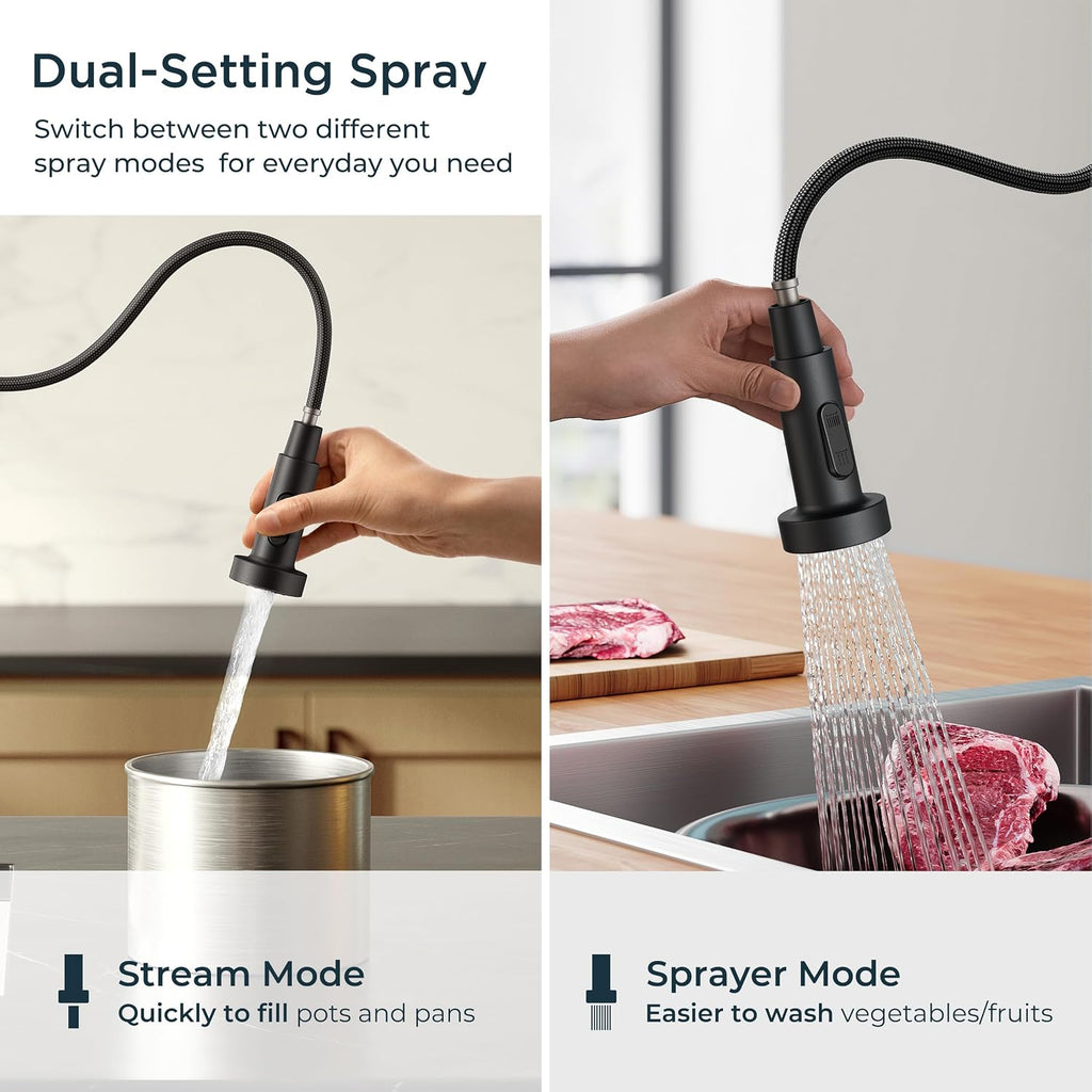 Touchless Kitchen Faucet with Soap Dispenser, Matte Black | Motion Sensor Activated, Hands-Free Pull Down Pot Filler