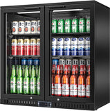 Back Bar Cooler with 2 Glass Doors, 7.4 Cu.ft Under Counter Height Beverage Refr