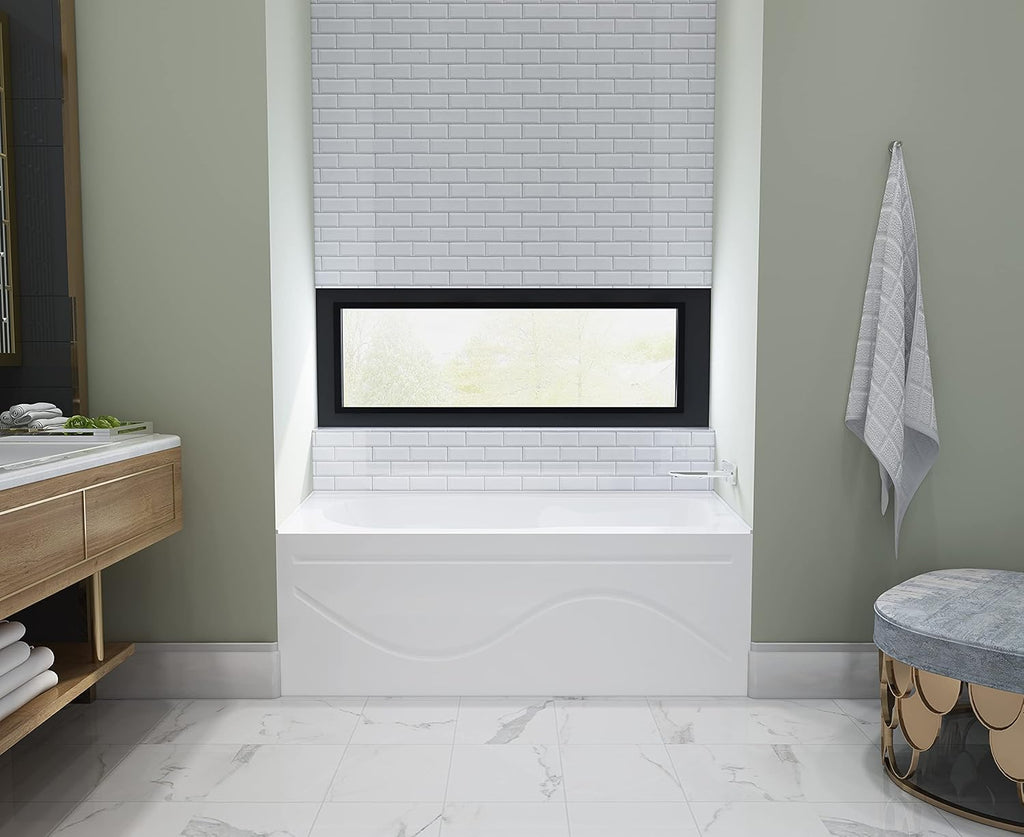Aqua Eden VTAP603022R 60-Inch Acrylic Anti-Skid Alcove Tub with Right Hand Drain Hole, White