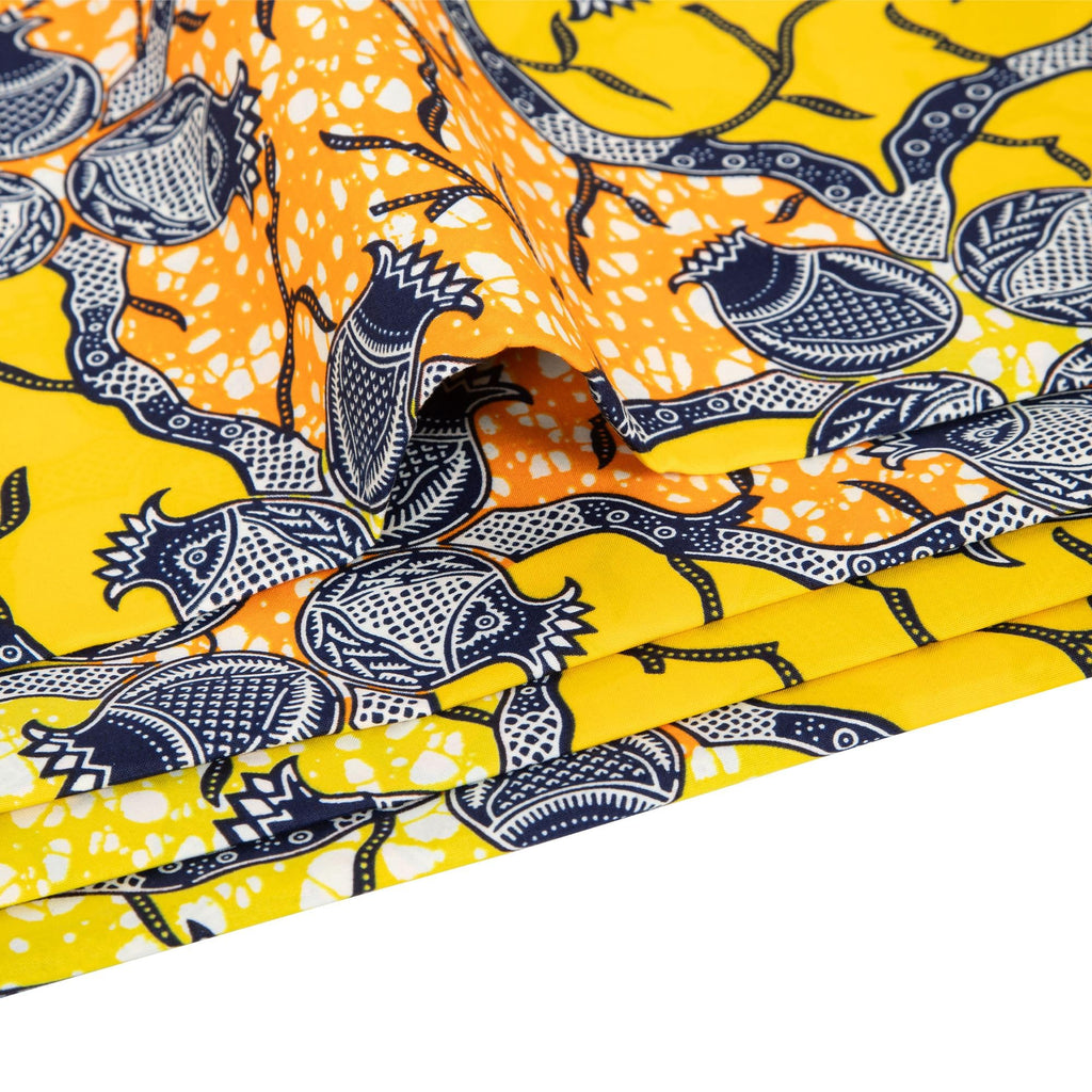 African Wax Fabric 6 Yards, Printed Ankara Polyester Cloth for Sewing, Dresses & Party Wear K6