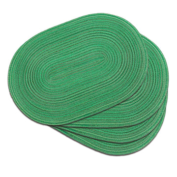 Placemats Set of 4, Woven Oval Braided Dining Table Mats(Green Shine)