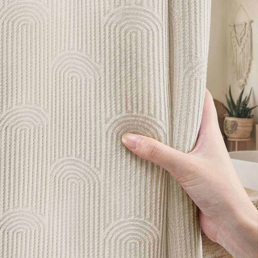 Cream Boho Cotton Shower Curtain Arch,72" W x 72" L | Minimalist Shower Curtain