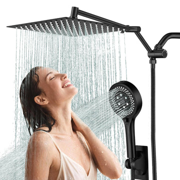 10 Inch Matte Black Rainfall Shower Head with Handheld Combo