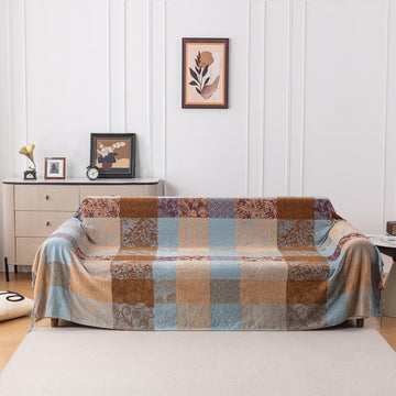 Boho Chenille Throw Blanket, Bohemian Jacquard Tassels Cover for Couch Bed, Decorative Sofa Slipcover Protector