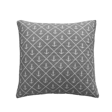 Provincetown Provincetown Quilted Euro Sham (26x26in.), No Insert - Grey and White - 100% Cotton