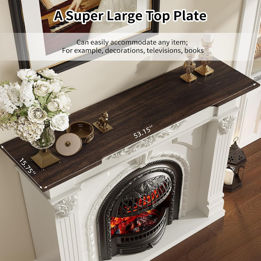Electric Fireplace with Mantel, 53" Fireplace TV Stand with Mantel for Living Room, Farmhouse Entertainment Center
