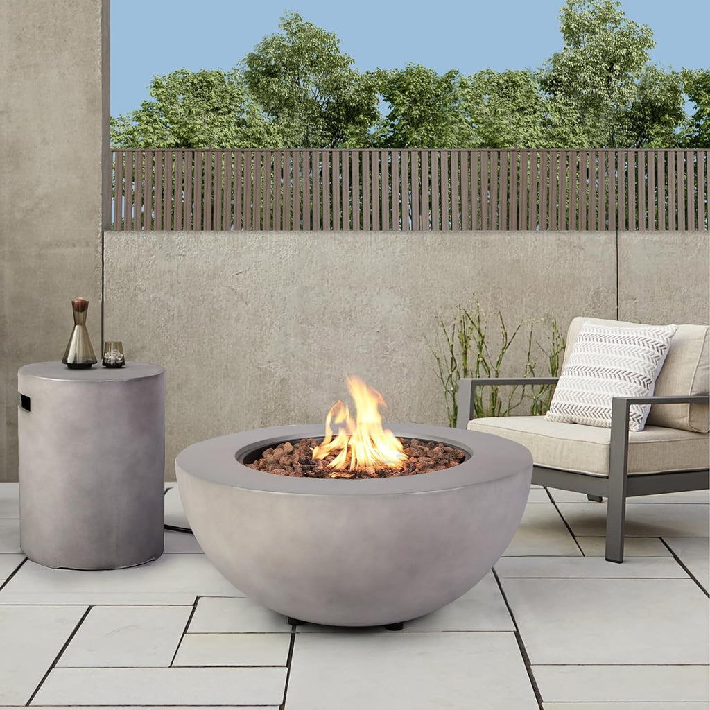 2-Piece Outdoor Propane Fire Pit Table Set w/Tank Cover Table