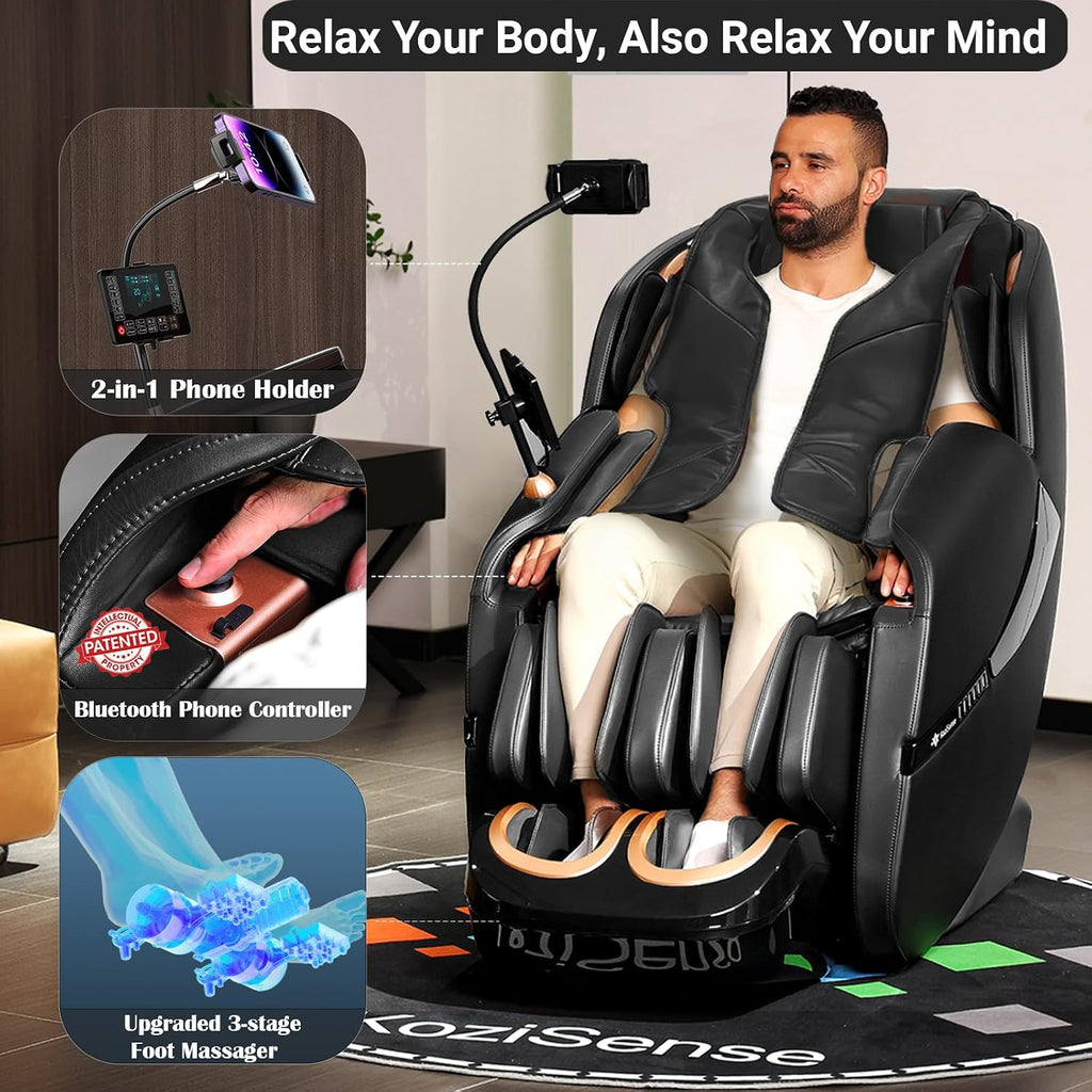 A18 Zero Gravity Full Body Massage Chair with Heat | Phone Holder, Bluetooth Speakers, 12 Auto Modes, 6 Manual Modes