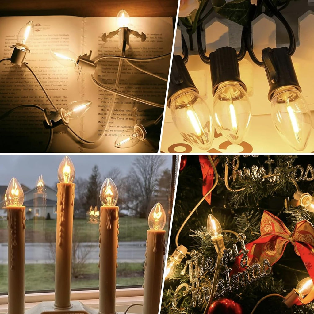 C7 LED E12 Candelabra Bulb Small Edison Candle Night Light Bulbs Salt Lamp Bulbs 0.5W Equivalent 5W 7W Warm White