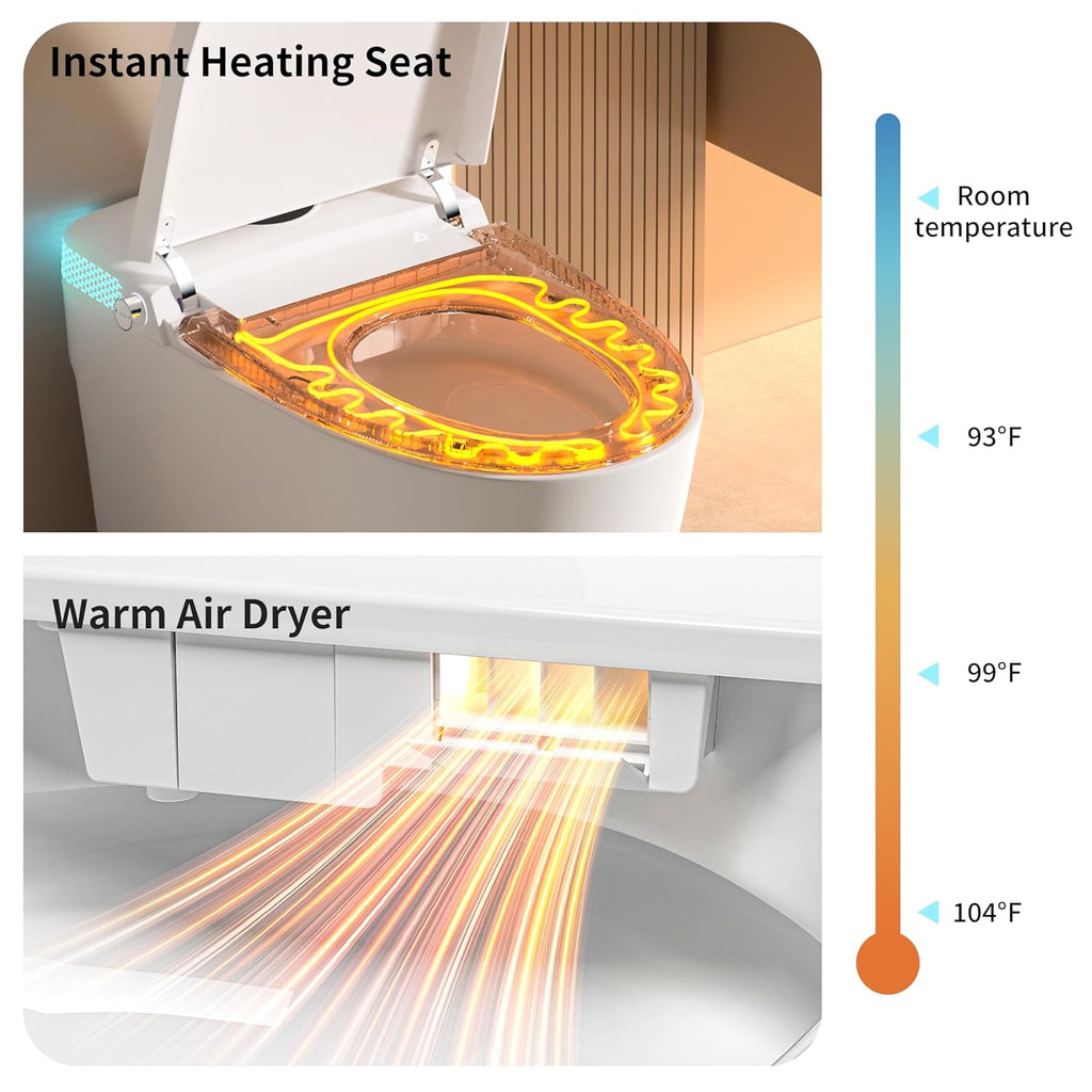 Smart Toilet with Built-in Bidet, Bidet Toilet with Heated Seat, Multiple Cleaning Modes