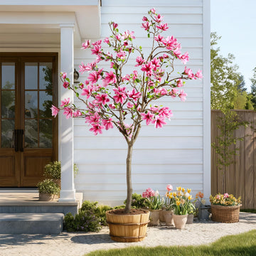 Tall Fake Magnolia Flower Tree Artificial Trees Cherry Blossom Floor plantas Indoor Outdoor Realistic Living Room