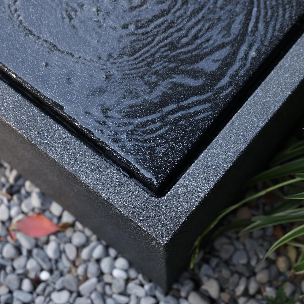 12.79” H Outdoor Water Fountain Made with Eco-Friendly Recyclable Materials, Polyethylene Square Bubbler Outdoor