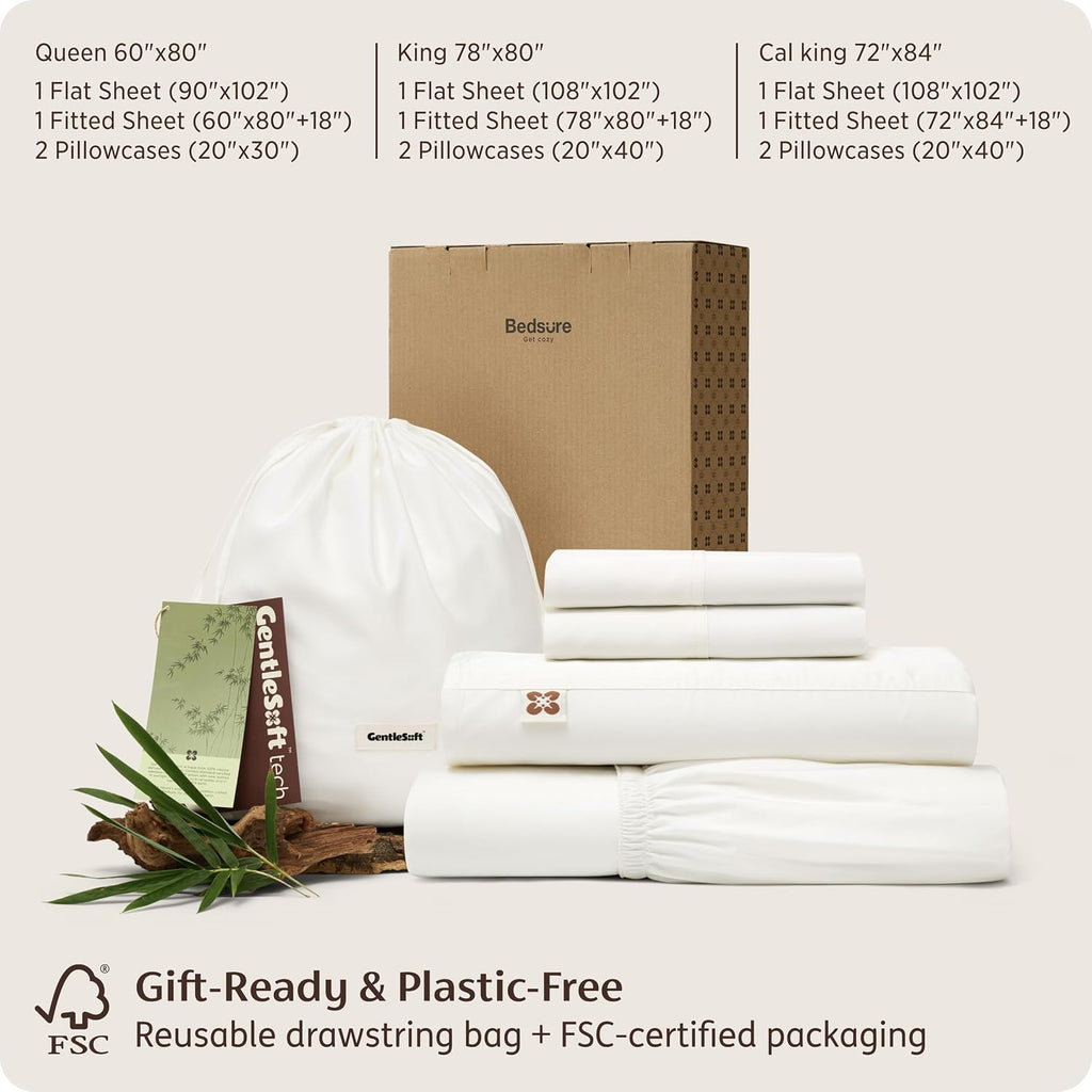 100% Organically Grown Bamboo Viscose Sheet Set | Cooling Bedsheets for Hot Sleepers | Luxury Silky Soft